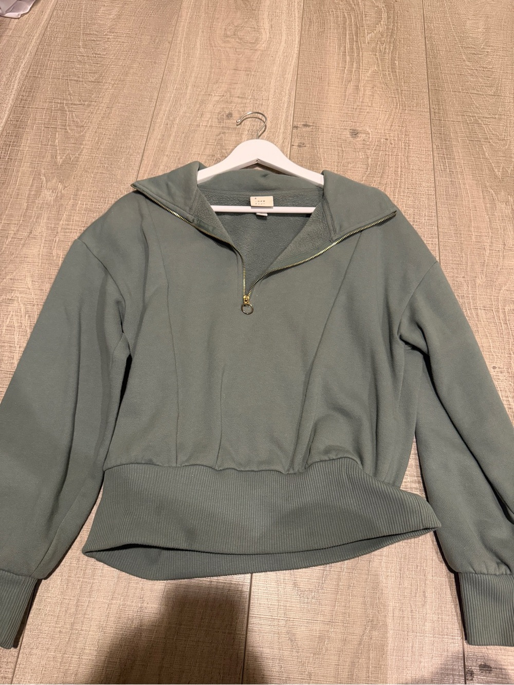 a new day Sage Green Half-Zip Pullover Sweatshirt